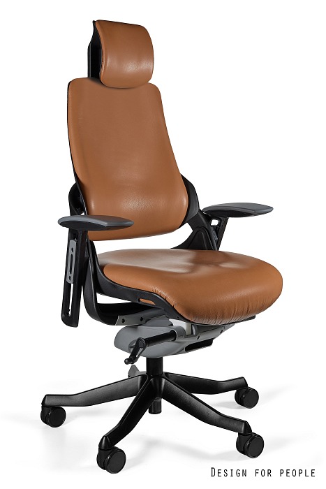 Scaun ergonomic Wau Negru / Piele naturala Maro (FL-3)