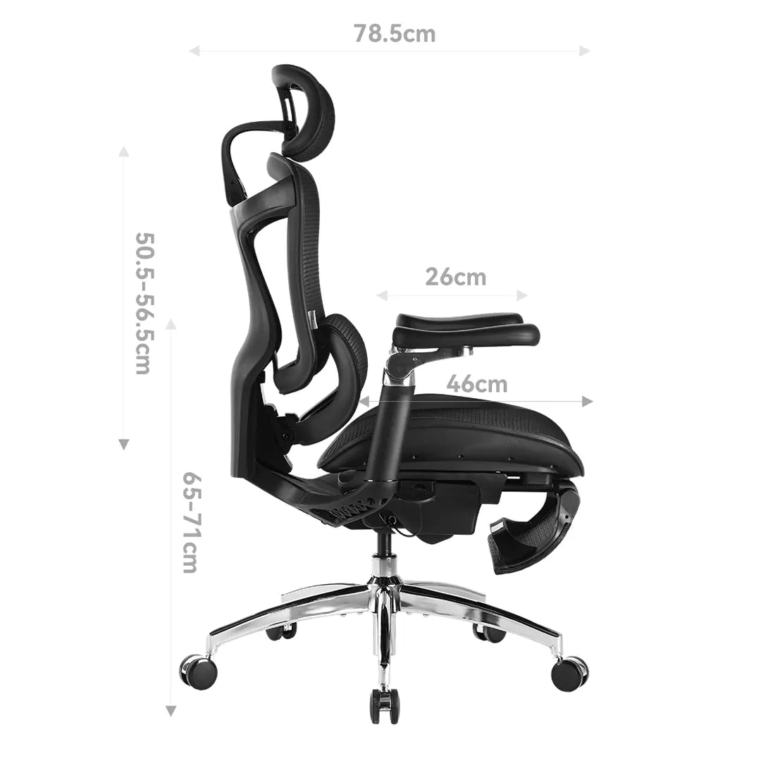 Sihoo Doro C300 Pro scaun ergonomic cu suport picioare dimensiuni lateral